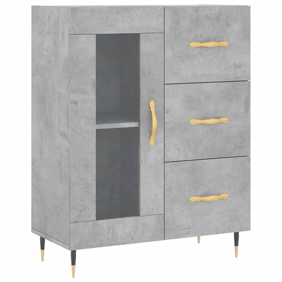 Buffet gris béton 69,5x34x90 cm bois d'ingénierie - 2