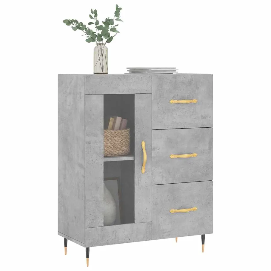 Buffet gris béton 69,5x34x90 cm bois d'ingénierie - 3