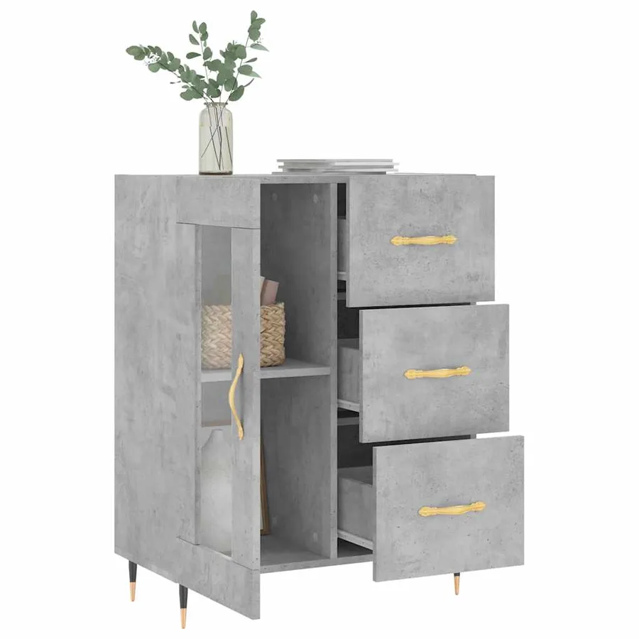 Buffet gris béton 69,5x34x90 cm bois d'ingénierie - 4