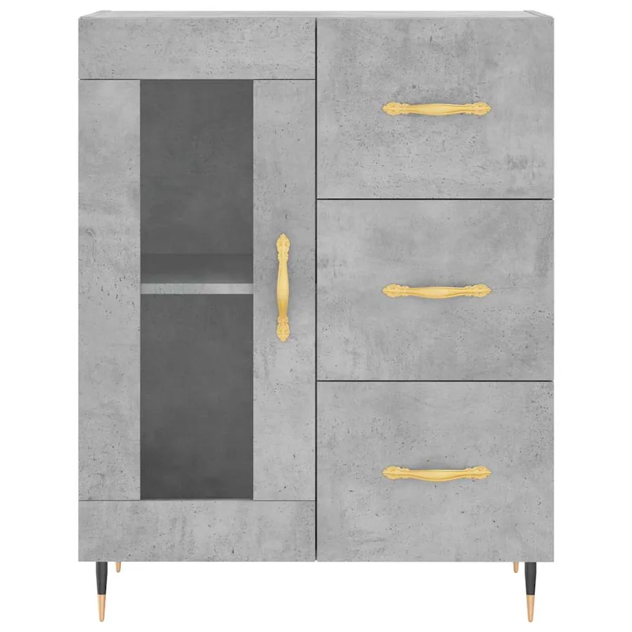 Buffet gris béton 69,5x34x90 cm bois d'ingénierie - 5