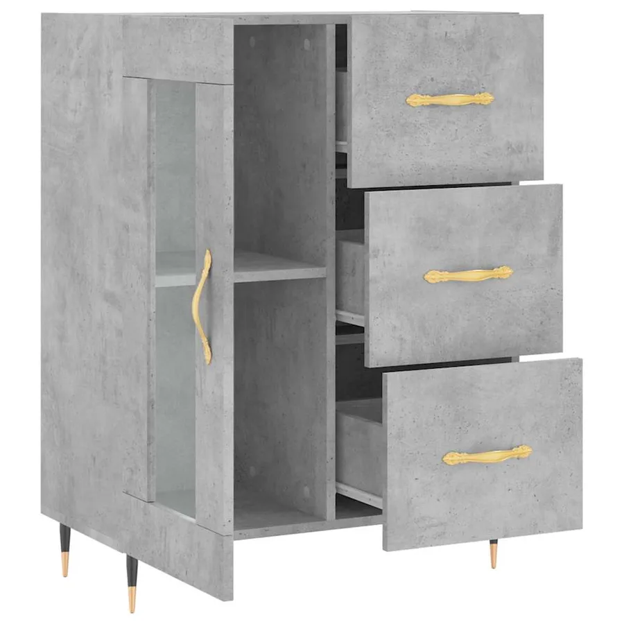 Buffet gris béton 69,5x34x90 cm bois d'ingénierie - 6