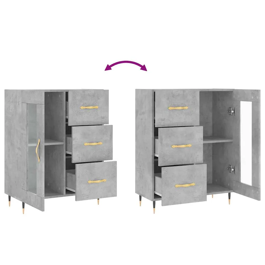 Buffet gris béton 69,5x34x90 cm bois d'ingénierie - 9