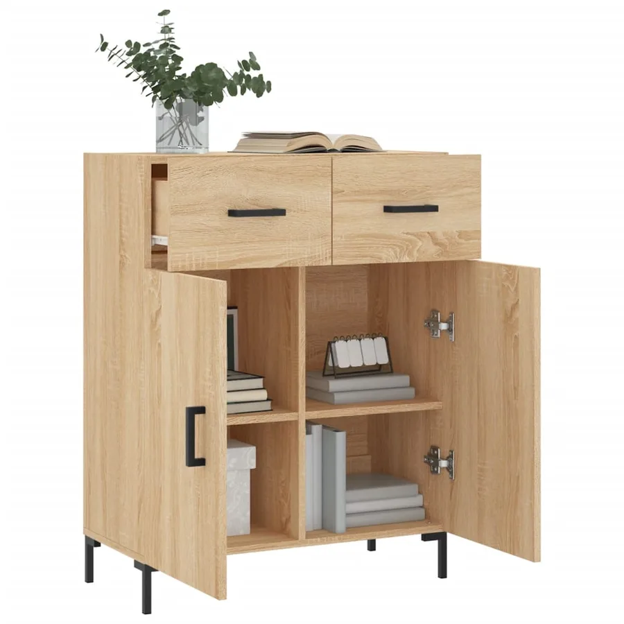 Buffet chêne sonoma 69,5x34x90 cm bois d'ingénierie - 4