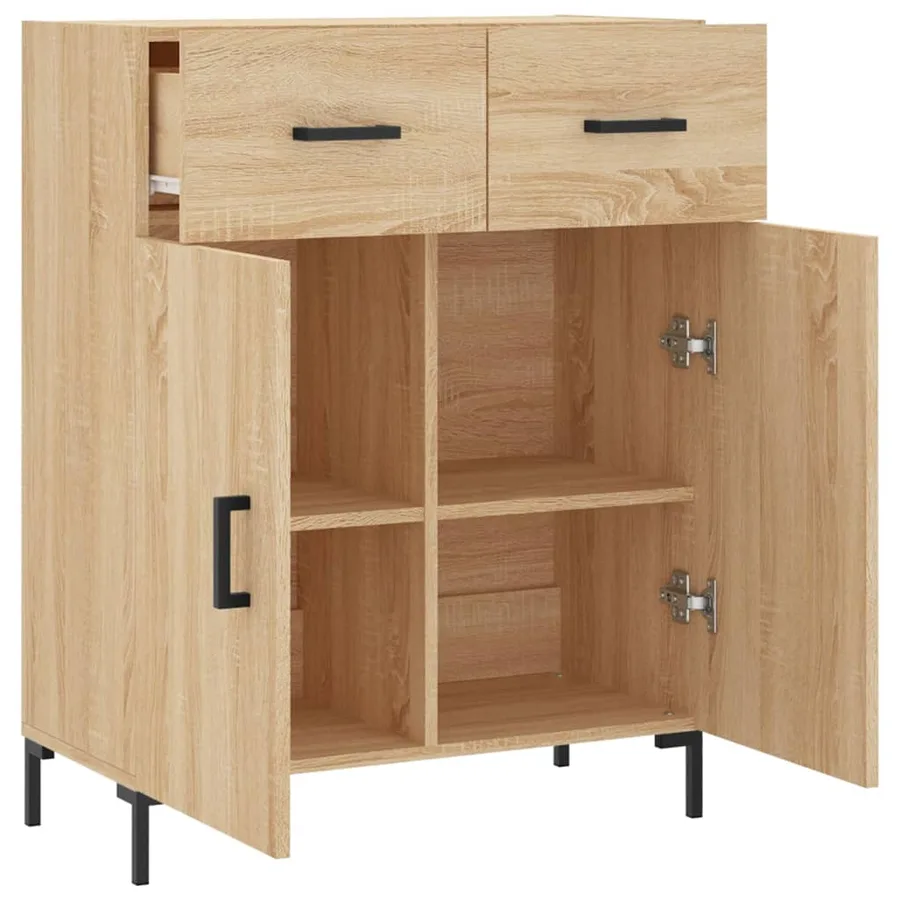 Buffet chêne sonoma 69,5x34x90 cm bois d'ingénierie - 5