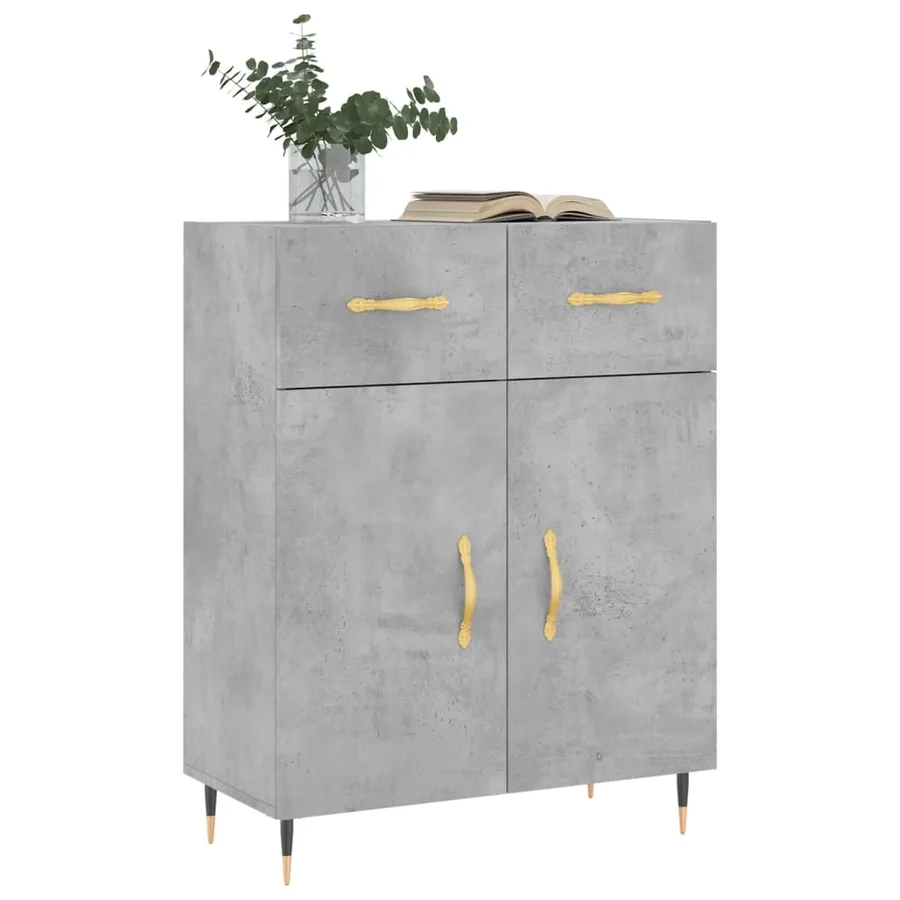 Buffet gris béton 69,5x34x90 cm bois d'ingénierie - 3