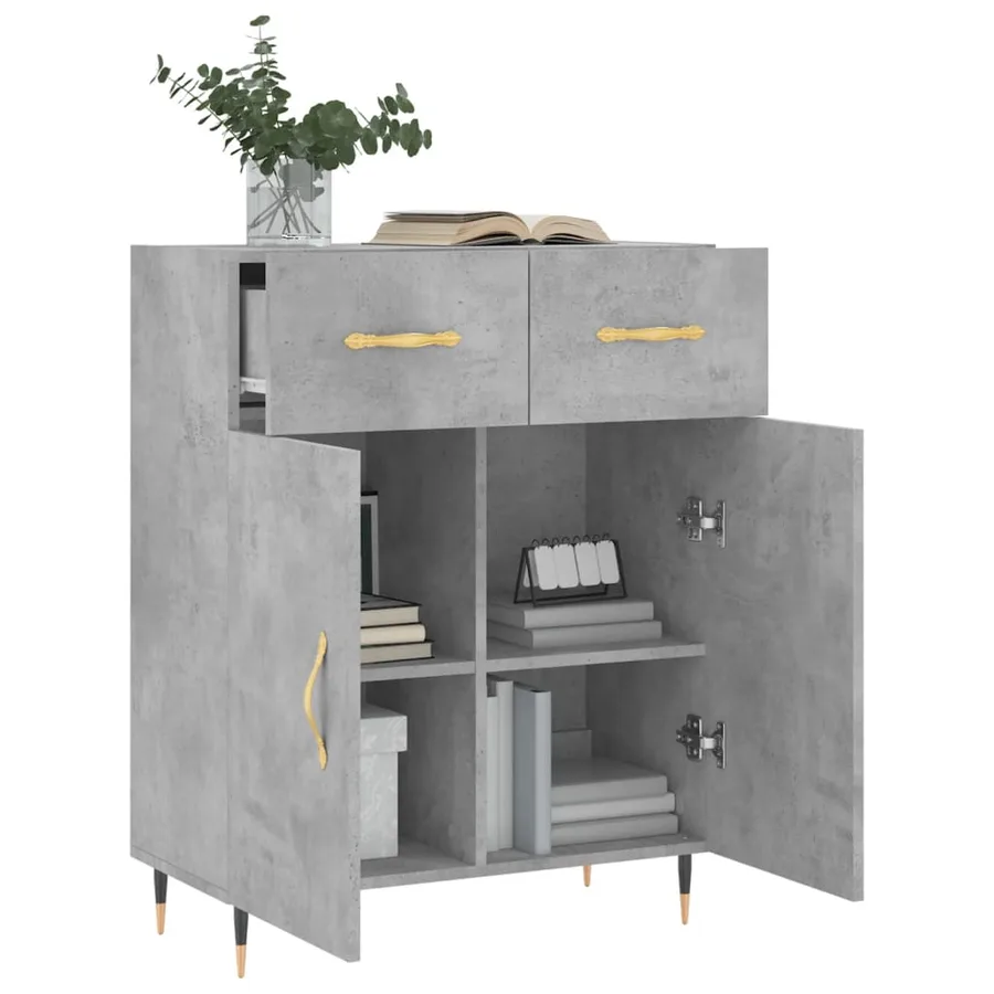 Buffet gris béton 69,5x34x90 cm bois d'ingénierie - 4