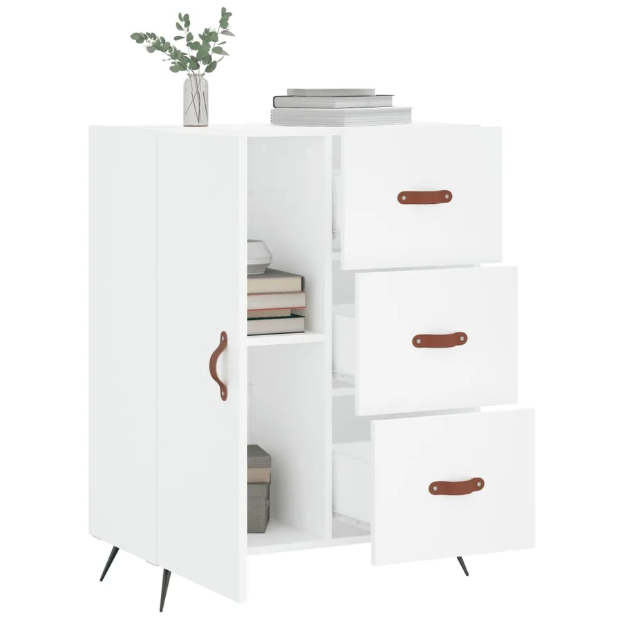 Buffet blanc 69,5x34x90 cm bois d'ingénierie - 4
