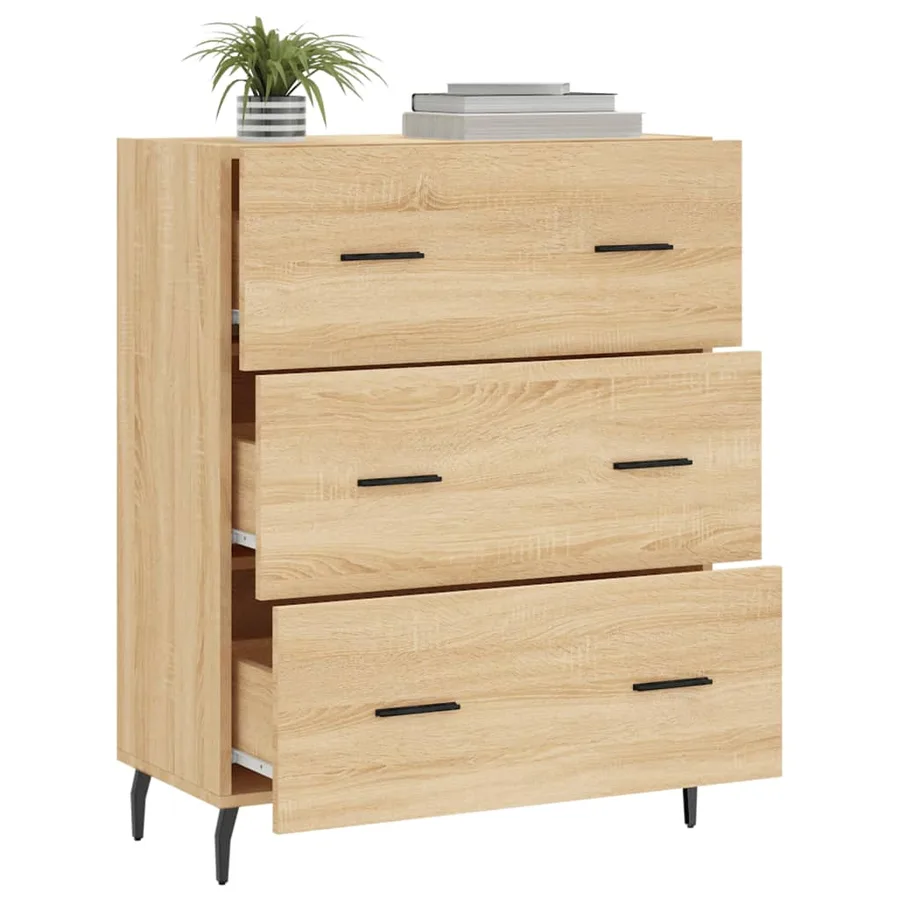 Buffet chêne sonoma 69,5x34x90 cm bois d'ingénierie - 4