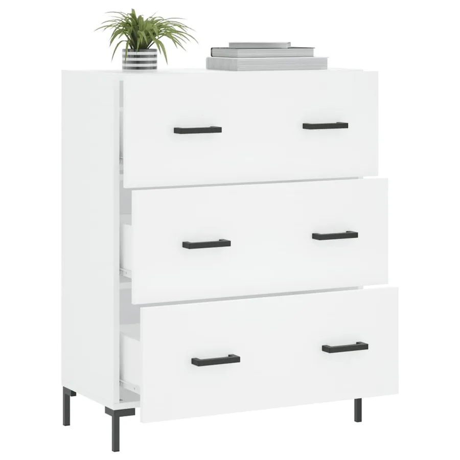 Buffet blanc 69,5x34x90 cm bois d'ingénierie - 4