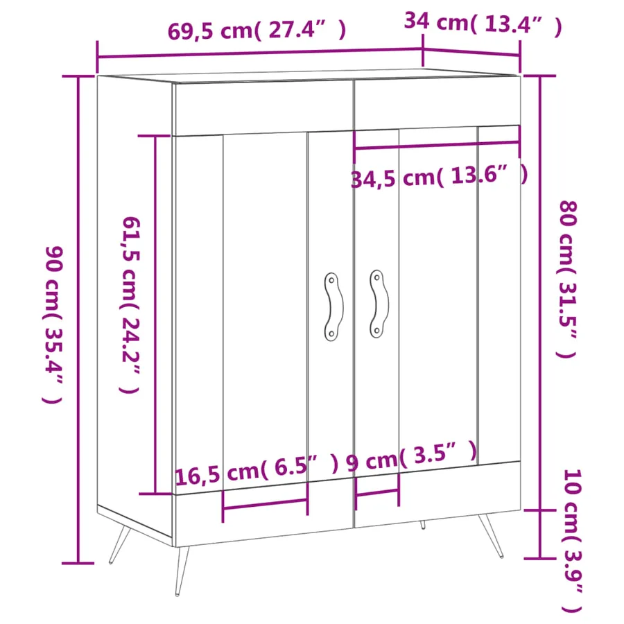 Buffet blanc 69,5x34x90 cm bois d'ingénierie - 12