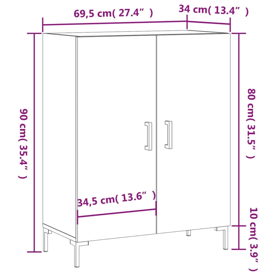 Buffet gris béton 69,5x34x90 cm bois d'ingénierie - 12