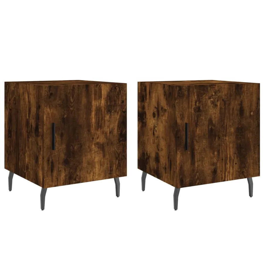 Tables de chevet 2 pcs chêne fumé 40x40x50 cm bois d'ingénierie - 2