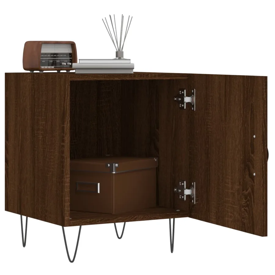 Table de chevet chêne marron 40x40x50 cm bois d’ingénierie - 3