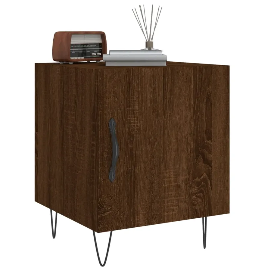 Table de chevet chêne marron 40x40x50 cm bois d’ingénierie - 4