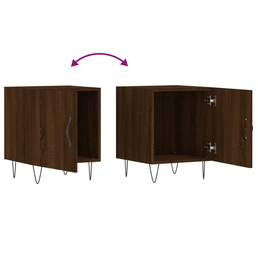 Table de chevet chêne marron 40x40x50 cm bois d’ingénierie - 9