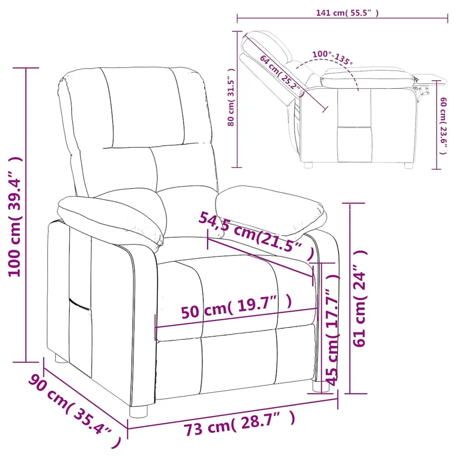 Fauteuil inclinable Rouge bordeaux Tissu - 10