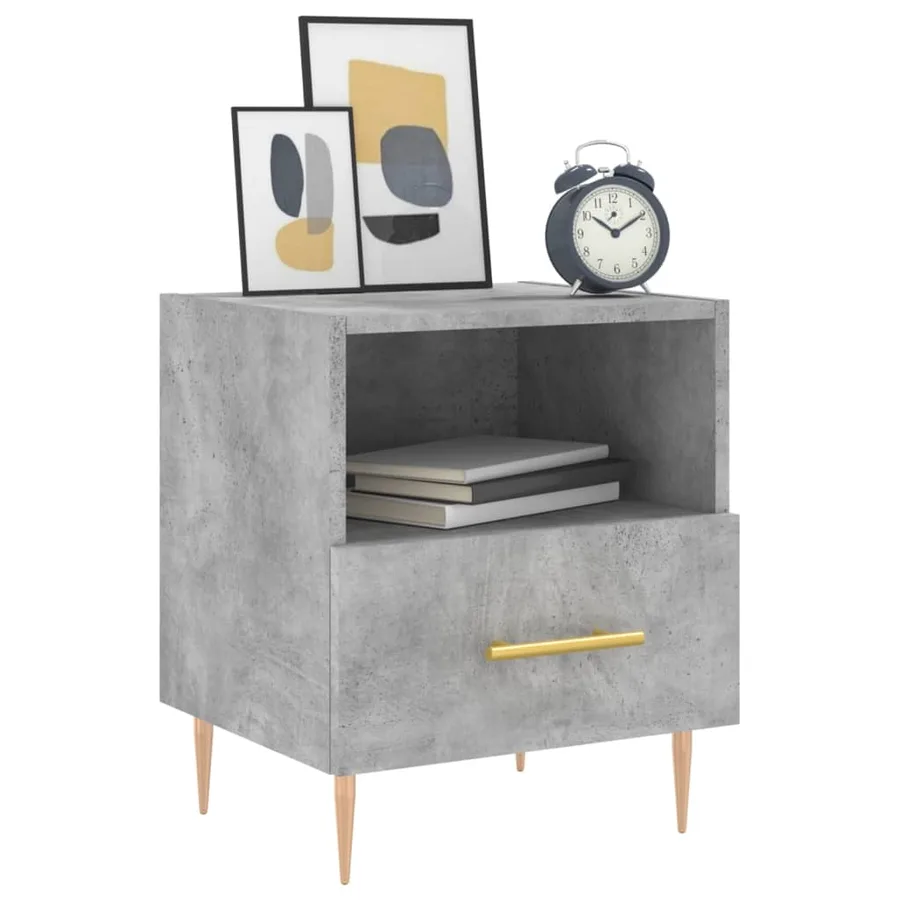 Table de chevet gris béton 40x35x47,5 cm bois d’ingénierie - 8