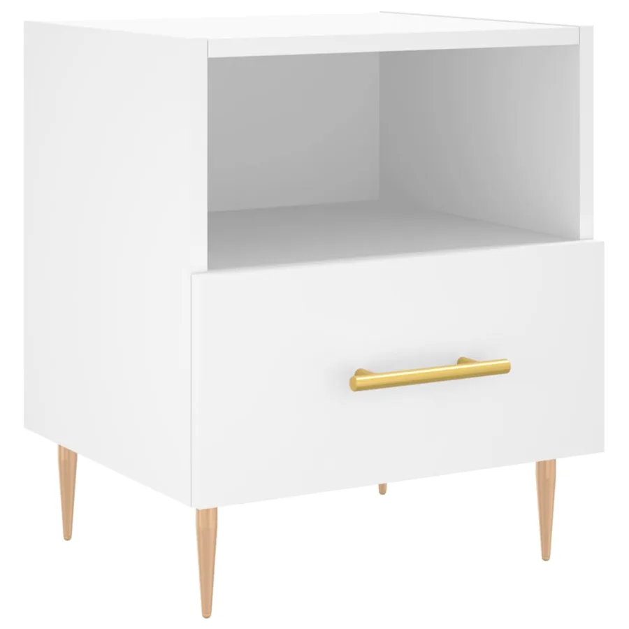 Table de chevet blanc 40x35x47,5 cm bois d’ingénierie - 2