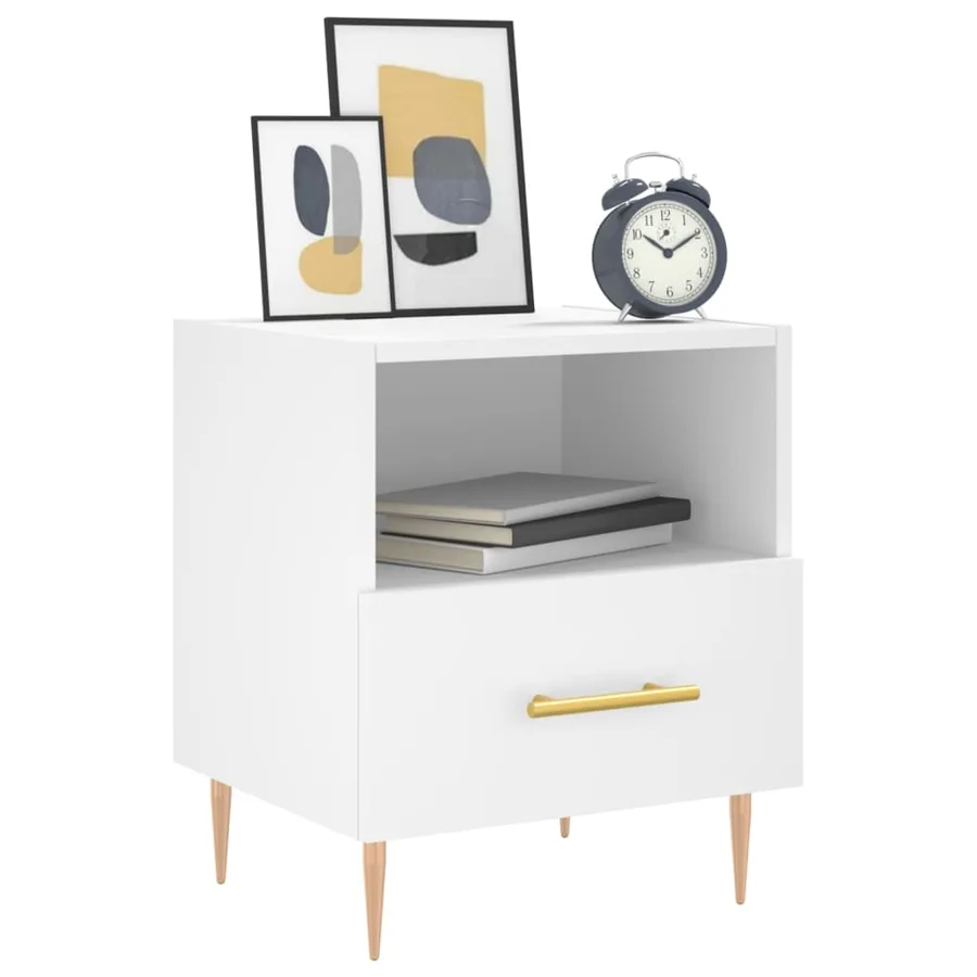 Table de chevet blanc 40x35x47,5 cm bois d’ingénierie - 8