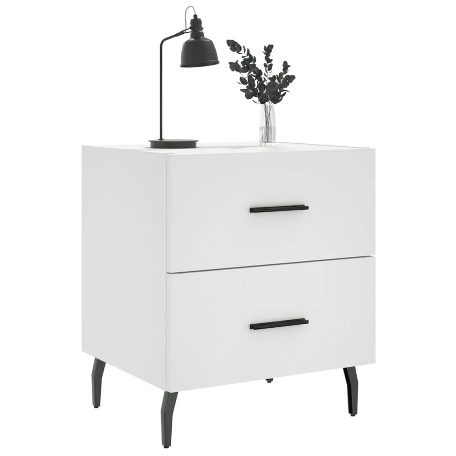 Table de chevet blanc 40x35x47,5 cm bois d’ingénierie - 3