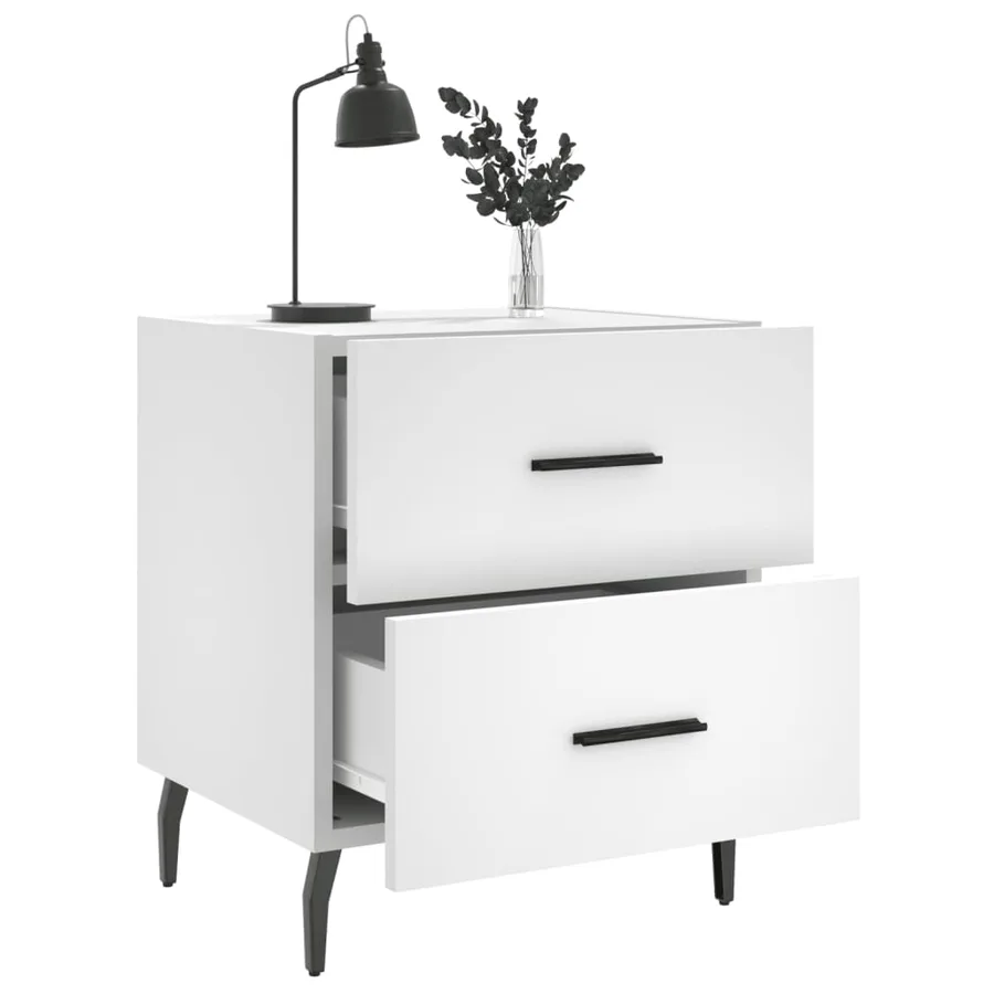 Table de chevet blanc 40x35x47,5 cm bois d’ingénierie - 4