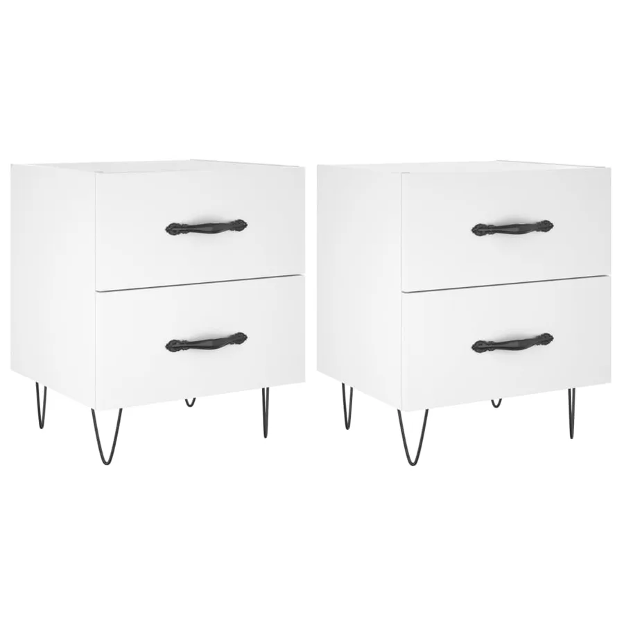 Tables de chevet 2 pcs blanc 40x35x47,5 cm bois d’ingénierie - 2