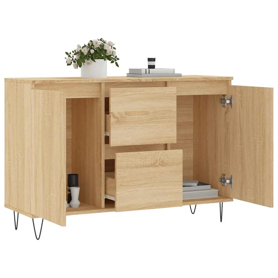 Buffet chêne sonoma 101,5x35x70 cm bois d'ingénierie - 4