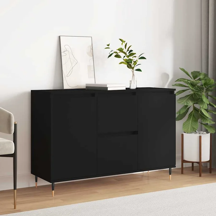 Buffet noir 101,5x35x70 cm bois d’ingénierie