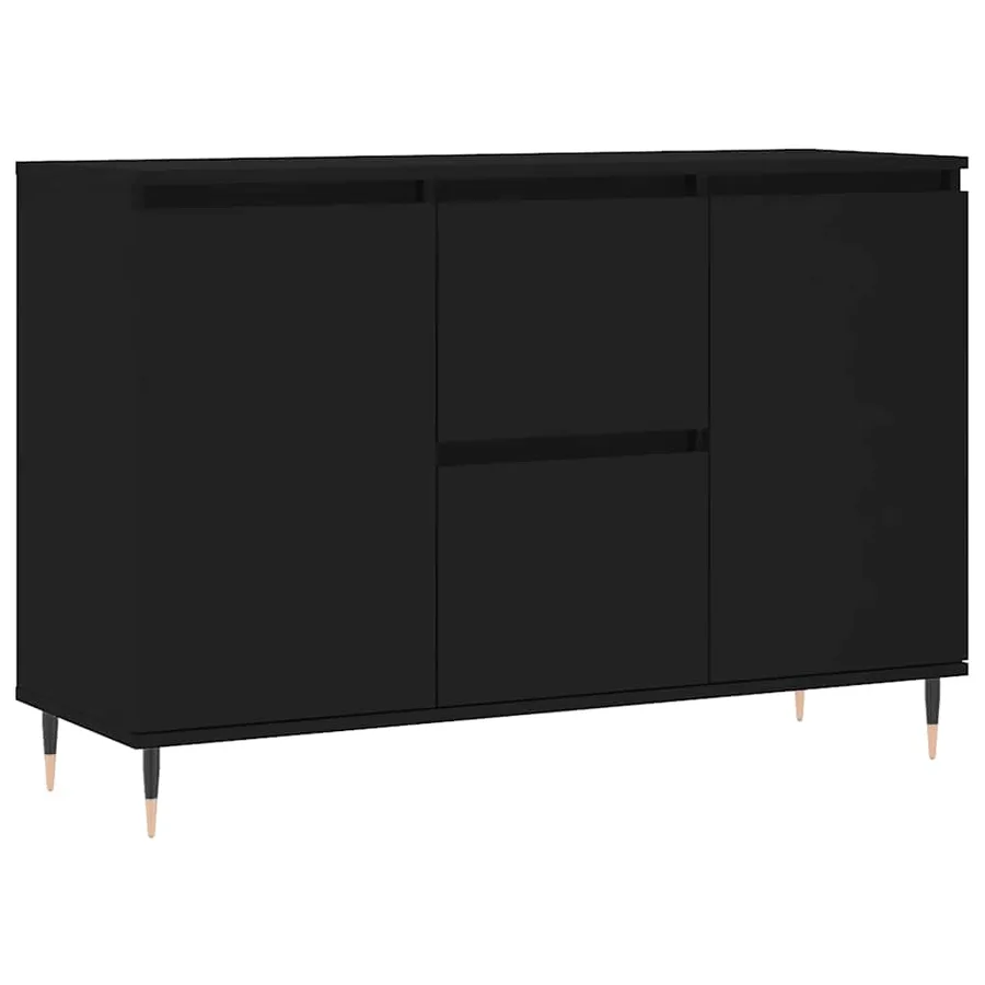 Buffet noir 101,5x35x70 cm bois d’ingénierie - 2