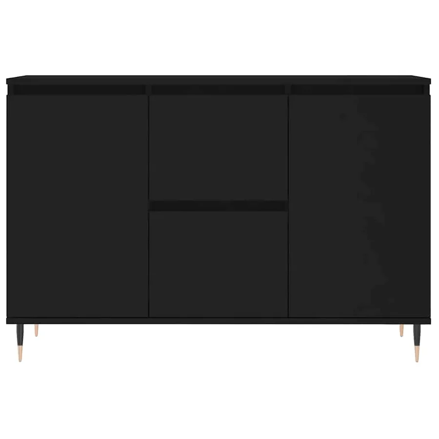 Buffet noir 101,5x35x70 cm bois d’ingénierie - 5
