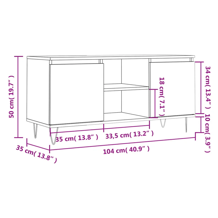 Meuble TV blanc 104x35x50 cm bois d'ingénierie - 11
