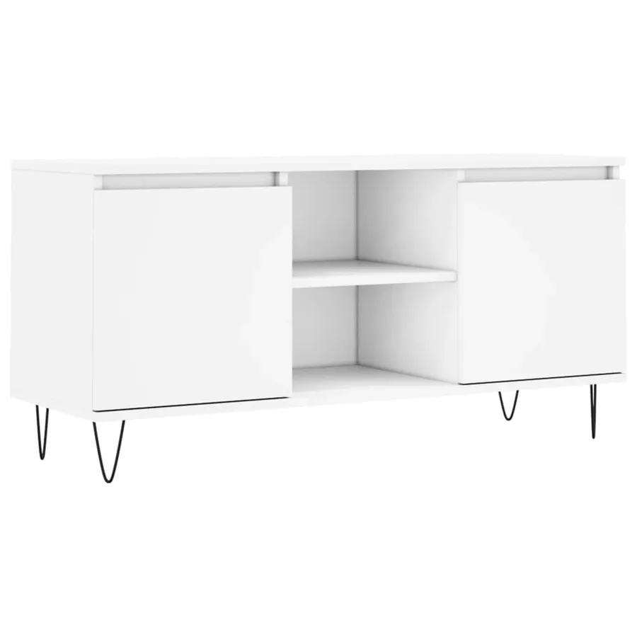 Meuble TV blanc 104x35x50 cm bois d'ingénierie - 2