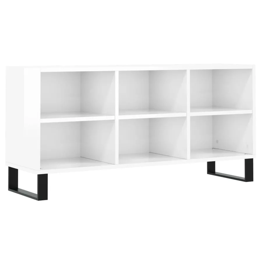 Meuble TV blanc brillant 103,5x30x50 cm bois d'ingénierie - 2