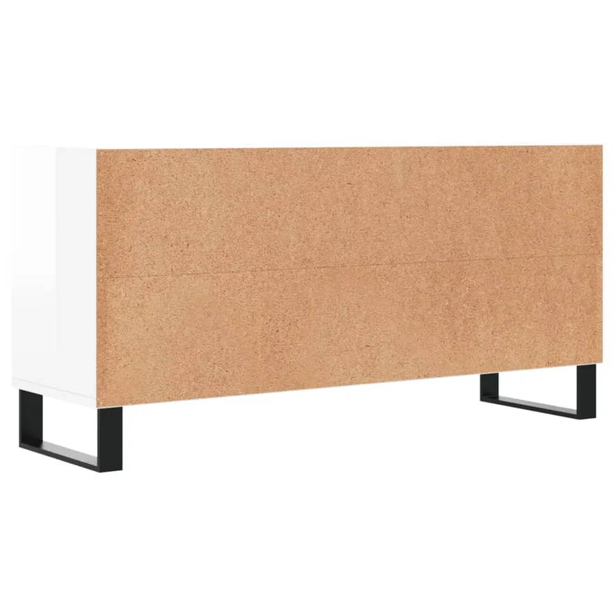 Meuble TV blanc brillant 103,5x30x50 cm bois d'ingénierie - 6