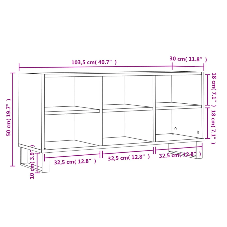 Meuble TV blanc brillant 103,5x30x50 cm bois d'ingénierie - 9