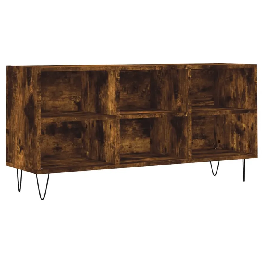 Meuble TV chêne fumé 103,5x30x50 cm bois d'ingénierie - 2