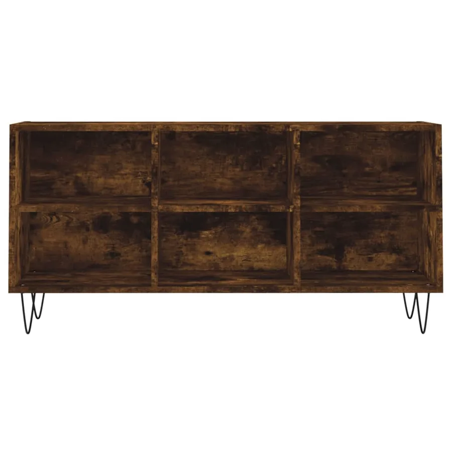 Meuble TV chêne fumé 103,5x30x50 cm bois d'ingénierie - 4