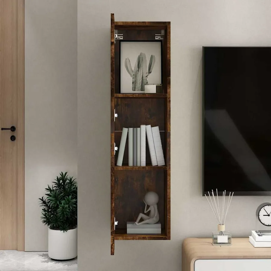 Meuble TV mural Chêne fumé 30,5x30x110 cm - 6