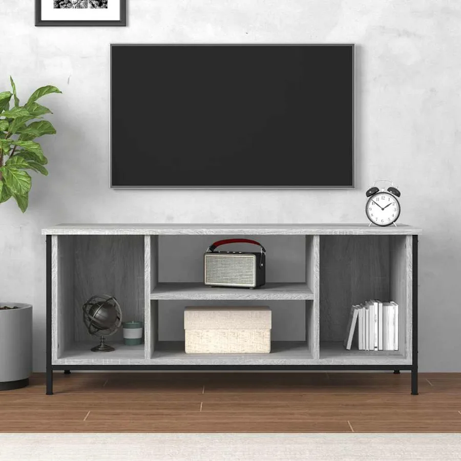Meuble TV sonoma gris 102x35x45 cm bois d'ingénierie - 3