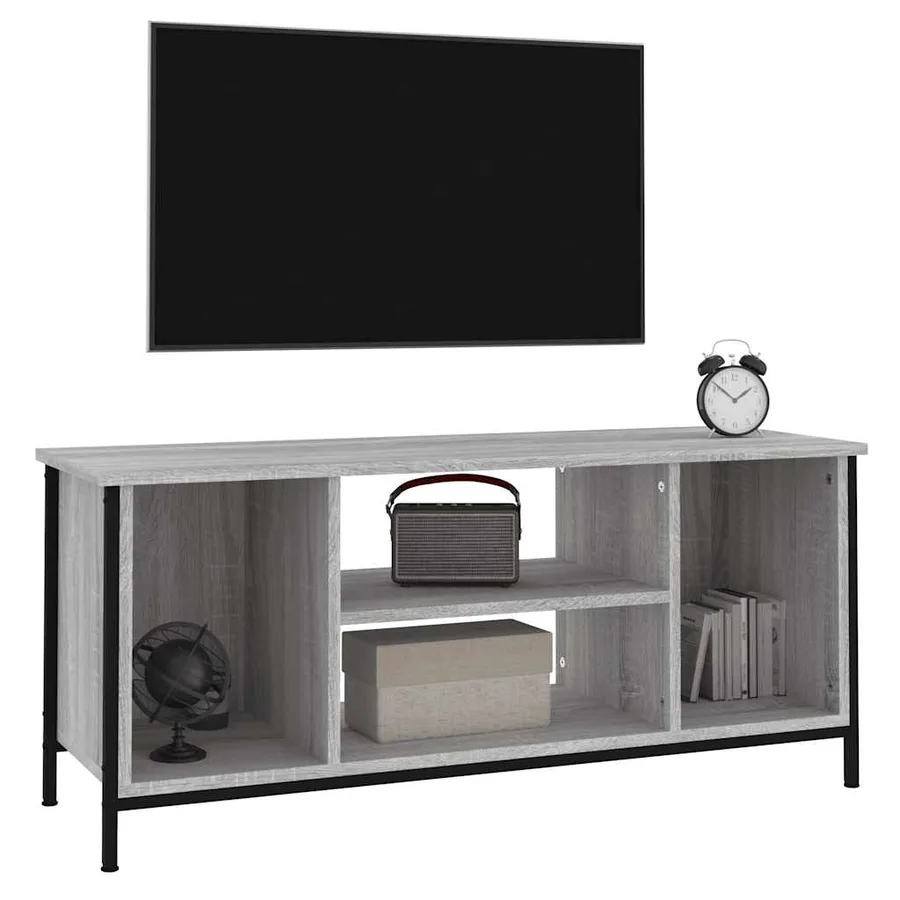 Meuble TV sonoma gris 102x35x45 cm bois d'ingénierie - 4