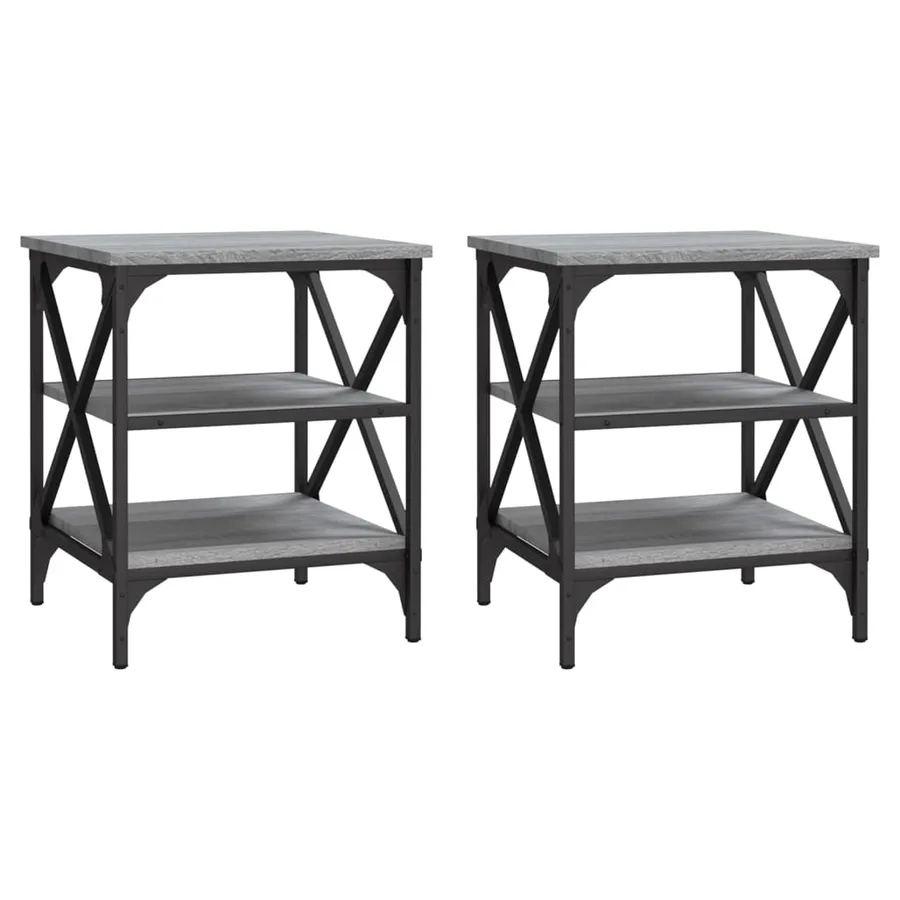 Tables d'appoint 2 pcs Sonoma gris 40x42x50 cm Bois ingénierie - 2
