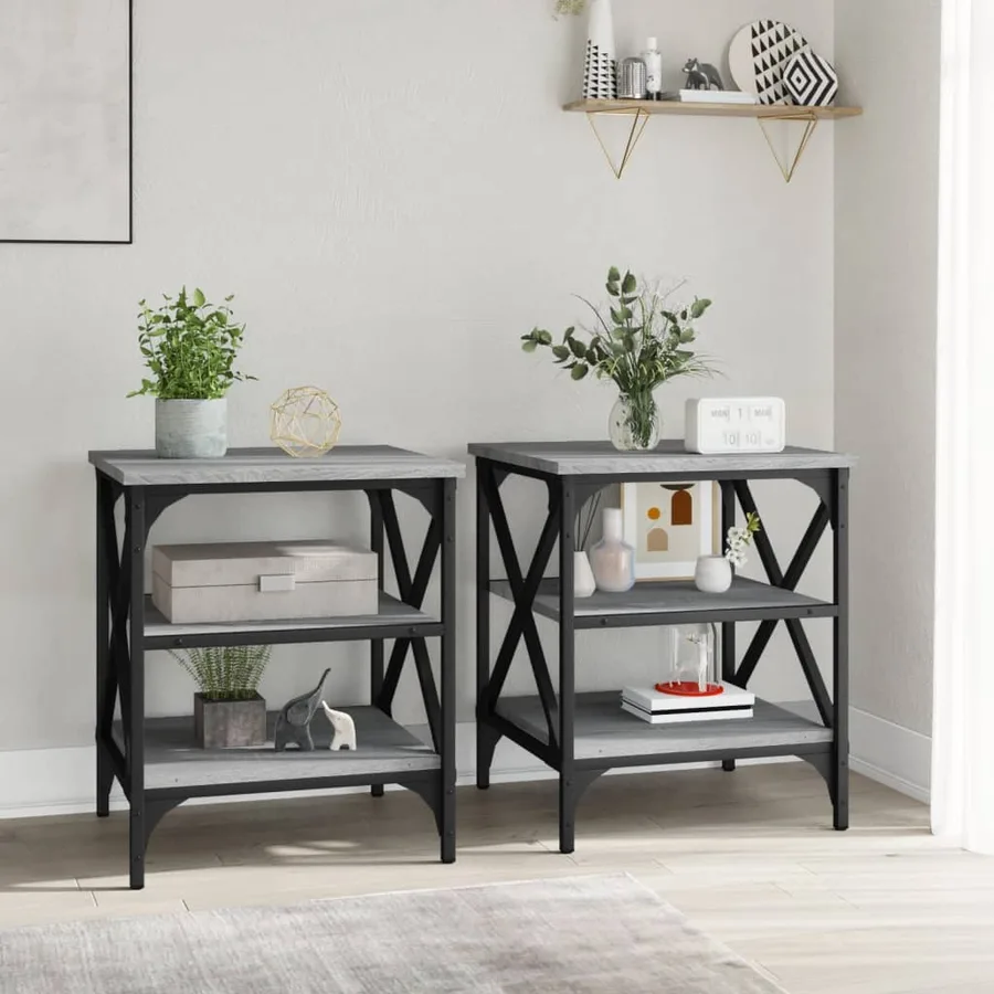 Tables d'appoint 2 pcs Sonoma gris 40x42x50 cm Bois ingénierie - 3