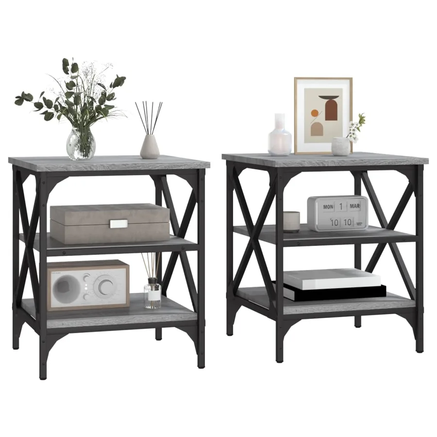 Tables d'appoint 2 pcs Sonoma gris 40x42x50 cm Bois ingénierie - 4