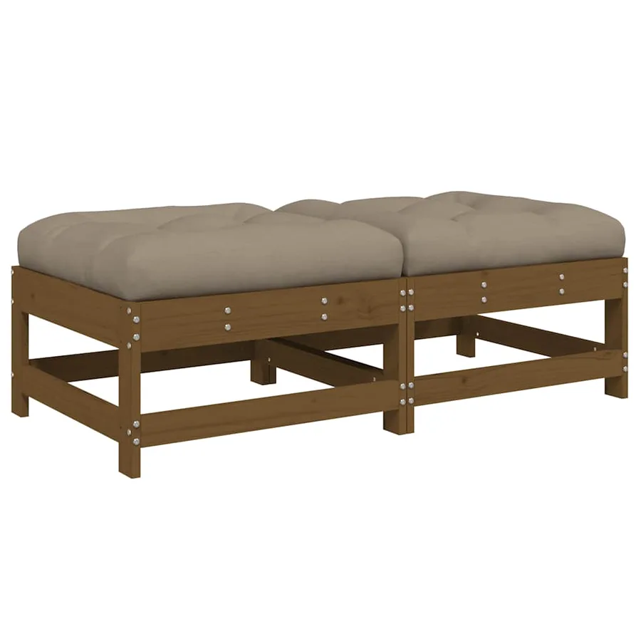Repose-pieds de jardin avec coussins lot de 2 marron miel - 2