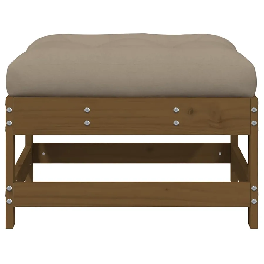 Repose-pieds de jardin avec coussins lot de 2 marron miel - 5