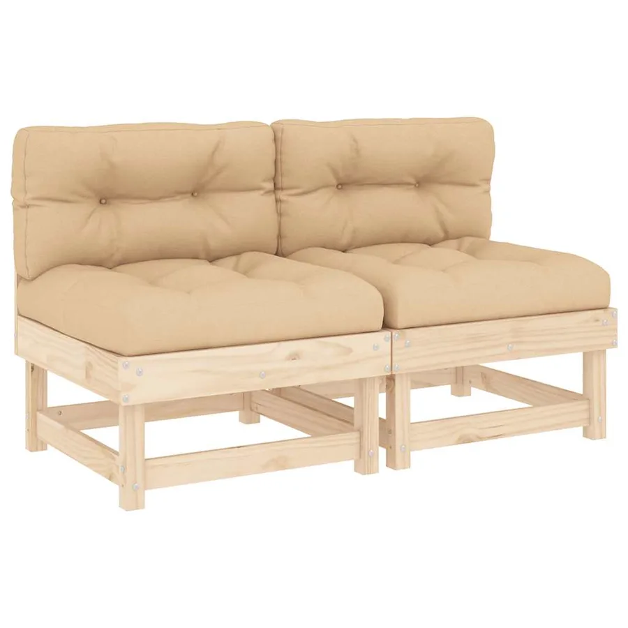 Canapés centraux avec coussins 2 pcs bois de pin massif - 2