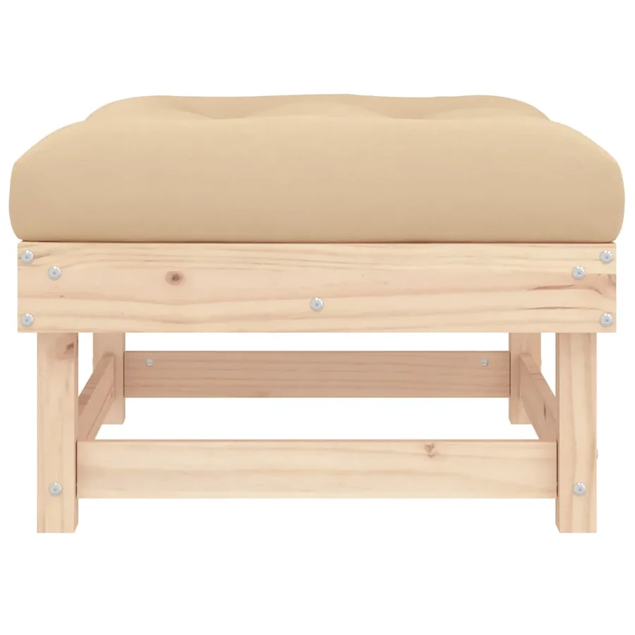 Repose-pied de jardin avec coussin bois de pin massif - 4