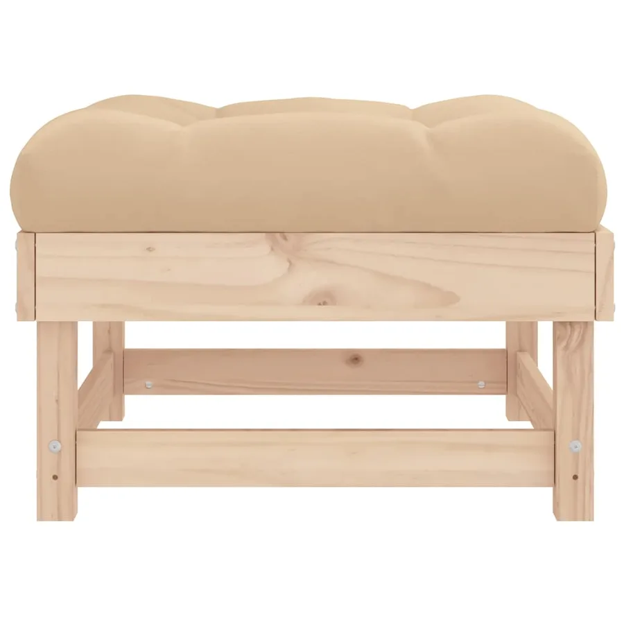 Repose-pied de jardin avec coussin bois de pin massif - 5