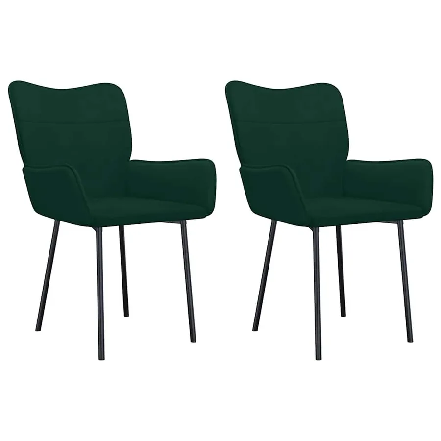 Chaises à manger lot de 2 Vert foncé Velours - 2