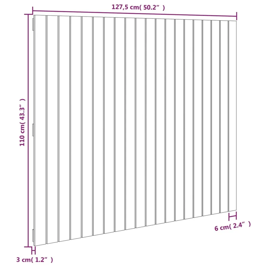 Tête de lit murale Gris 127,5x3x110 cm Bois massif de pin - 8